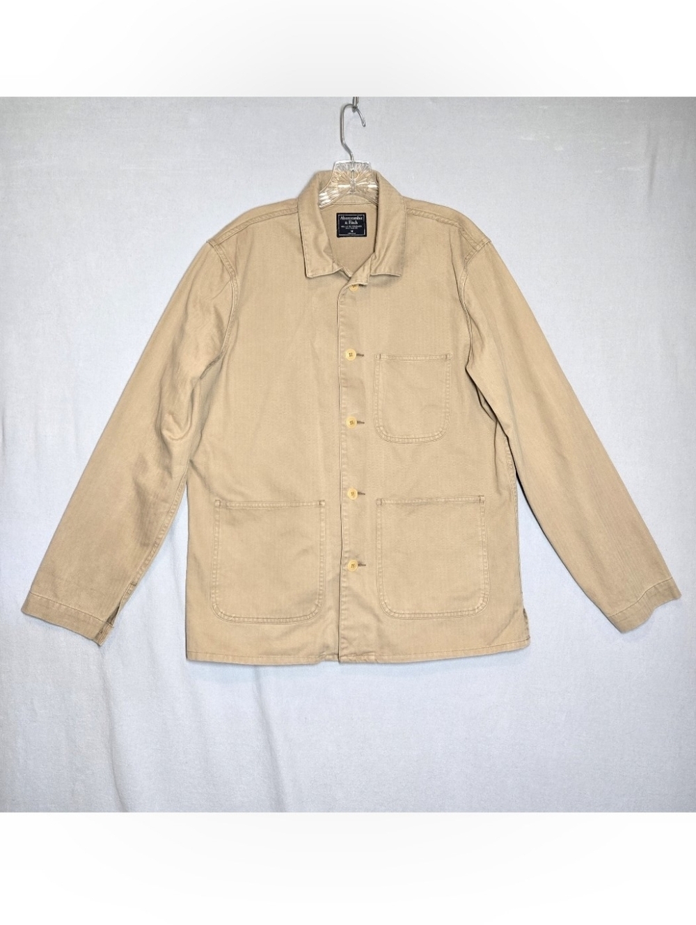 Abercrombie & Fitch Men's Tan Herringbone Twill Chore Jacket Size Medium